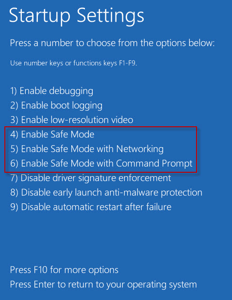 safe mode windows 10