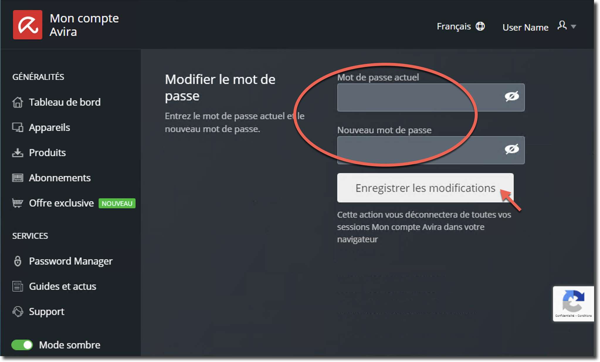 Modification Du Mot De Passe De Votre Compte Avira Official Avira Support Knowledgebase